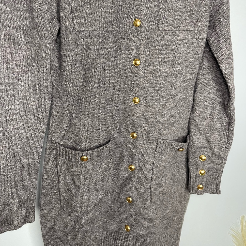Zara gray gold button longline knit cardigan sweater dress size Small ❤️ - Picture 7 of 8